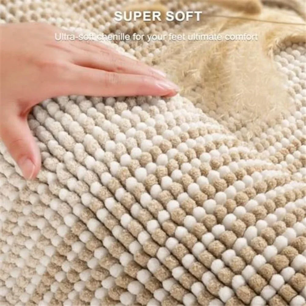 Bathroom Rug Set 2 Piece Chenille Bath Mat Non Slip Soft Shaggy Floor Mats